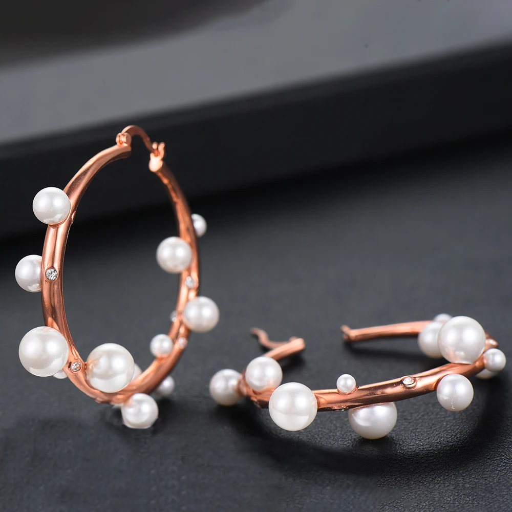 SISCATHY Luxury Big Hoop Imitation Pearl Earrings for Women Trendy Cubic Zirconia Dubai Bridal Wedding Engagement Earrings 2019
SISCATHY Luxury Big Hoop Imitation Pearl Earrings for Women Trendy Cubic Zirconia Dubai Bridal Wedding Engagement Earrings 2019