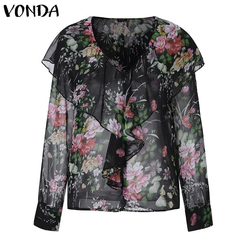 VONDA Women Bohemian Tops Office Ladies Blouse 2019 Spring Sexy Tunic V-Neck Ruffles Floral Print Tops Casual Blusas Plus Size 
VONDA Women Bohemian Tops Office Ladies Blouse 2019 Spring Sexy Tunic V-Neck Ruffles Floral Print Tops Casual Blusas Plus Size