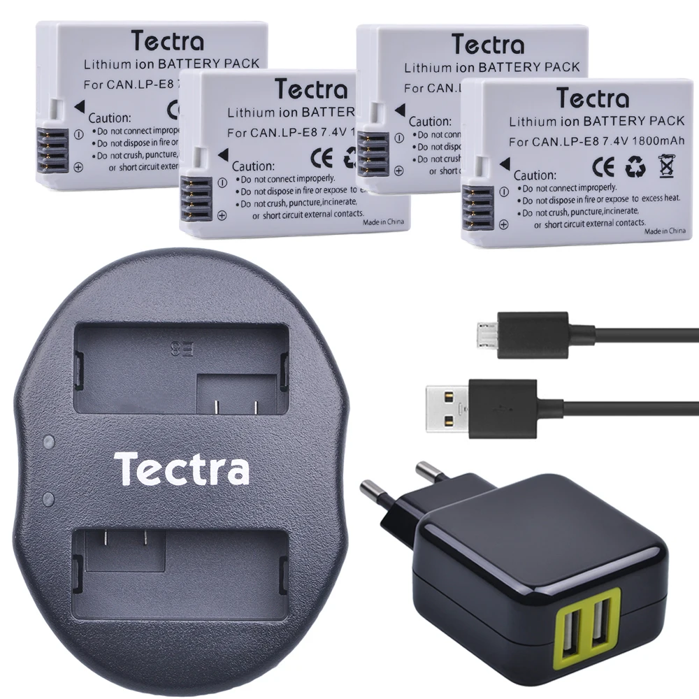 Tectra 4Pcs LP-E8 LPE8 LP E8 литий-ионный аккумулятор + двойное зарядное устройство USB + адаптер переменного тока для Canon EOS 550D 600D 650D 700D Rebel X4 X5 X6i X7
Tectra 4Pcs LP-E8 LPE8 LP E8 литий-ионный аккумулятор + двойное зарядное устройство USB + адаптер переменного тока для Canon EOS 550D 600D 650D 700D Rebel X4 X5 X6i X7