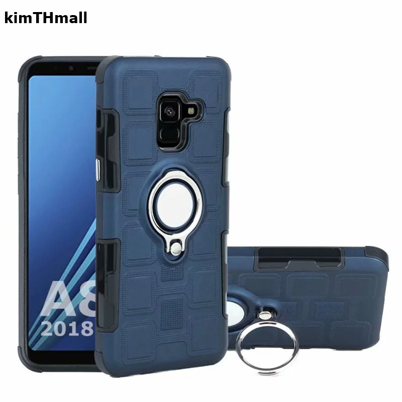Case For Samsung Galaxy A8 2018 back Cover Plus case finger ring stand holder magnet TPU soft phone kimTHmall | Мобильные телефоны