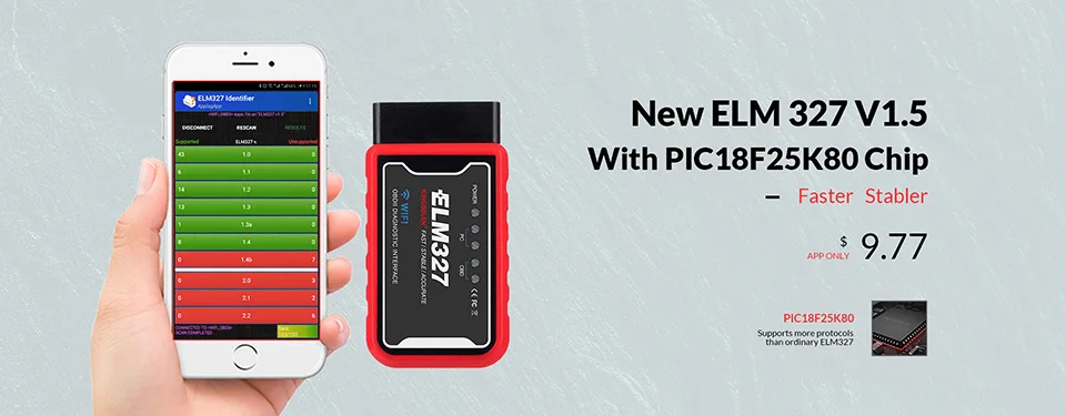 PIC18F25K80 Chip Mini Bluetooth ELM327 V1.5 OBD2 Code reader Diagnostic Scanner for Android Torque ELM 327 OBDII adapter V 1.5