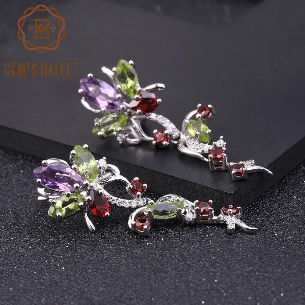 GEM'S BALLET 925 Sterling Silver Vintage Drop Earrings Flower Multicolor Natural Peridot Amethyst Garnet for Women Fine Jewelry
GEM'S BALLET 925 Sterling Silver Vintage Drop Earrings Flower Multicolor Natural Peridot Amethyst Garnet for Women Fine Jewelry