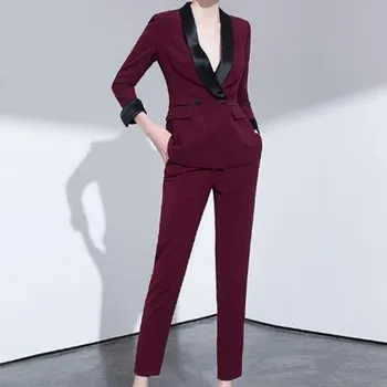 Custom fashion new wine red elegant temperament ladies suit two-piece suit (jacket + pants) women's business formal suit
Custom fashion new wine red elegant temperament ladies suit two-piece suit (jacket + pants) women's business formal suit