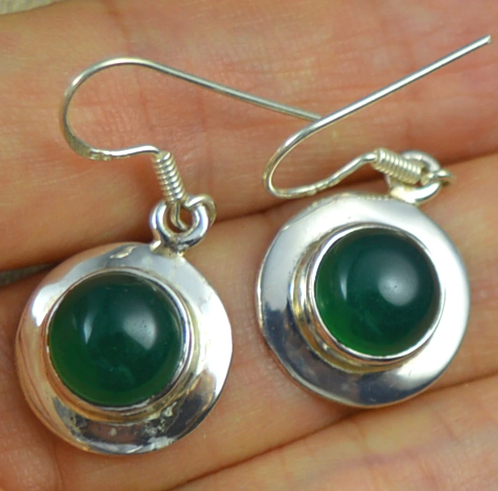 Серьги Lovegem из натурального зеленого оникса серебро 925 пробы 32 9 мм KE0099 | Украшения