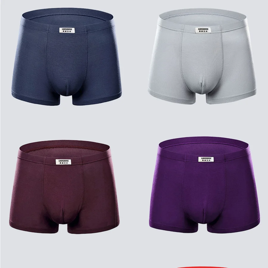 LIONZONE Men Boxer Shorts Brand Quality Sexy Underwear Modal Male Comfortable Solid Panties Underpants Cueca Boxers 26