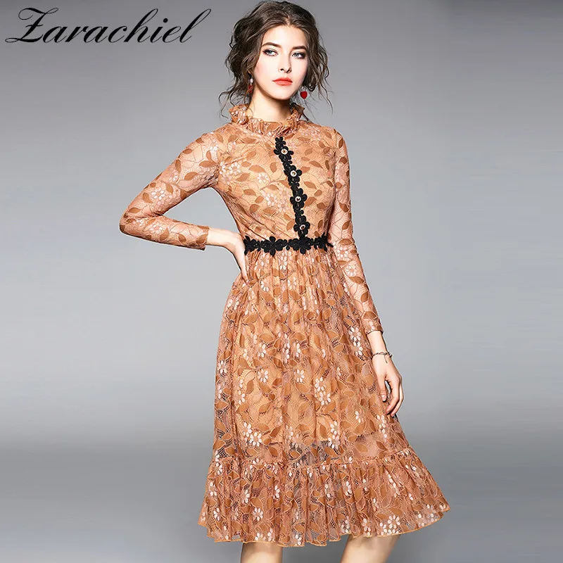 Elegant Petal Appliques Patched Lace Dress 2019 Spring Autumn Women Sweet Ruffled Collar Long Sleeve Fit And Flare Knee Dress
Elegant Petal Appliques Patched Lace Dress 2019 Spring Autumn Women Sweet Ruffled Collar Long Sleeve Fit And Flare Knee Dress