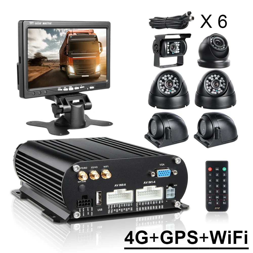 Bus Serveillance 8CH Mobile DVR Security Recorder 4G Wifi GPS Realtime Remote Monitor 6pcs HD Quality 1080P Camera 7inch Display
Bus Serveillance 8CH Mobile DVR Security Recorder 4G Wifi GPS Realtime Remote Monitor 6pcs HD Quality 1080P Camera 7inch Display