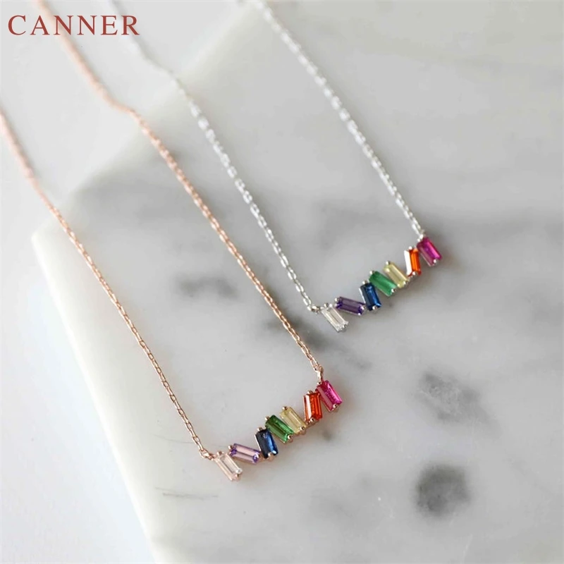 Rainbow Cubic Zirconia Necklace Women Colorful Crystal Rhinestone Pendant Necklace Silver/Gold Color Chain Collar Necklaces C40
Rainbow Cubic Zirconia Necklace Women Colorful Crystal Rhinestone Pendant Necklace Silver/Gold Color Chain Collar Necklaces C40