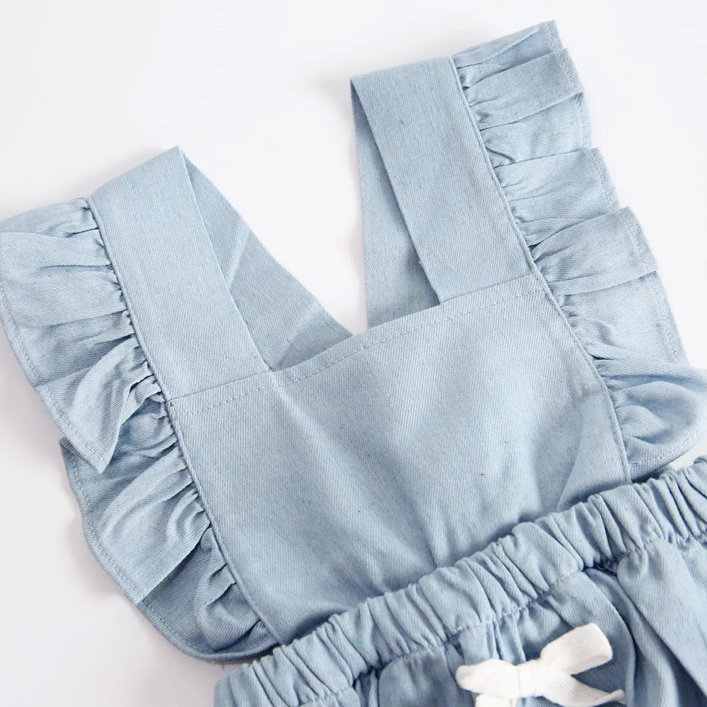 Blue Romper for Newborn Baby Girls Kids Summer Fashionals Rompers Kids Girl Clothing Off Shoulder Jumpsuit Children Clothes 0-3Y (8)