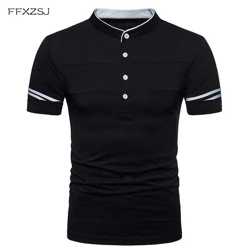 2018 New Men's T-shirts Short Sleeve Henry Collar Fashion European Style Slim Button Decoration Solid White Black S~2XL Summer
2018 New Men's T-shirts Short Sleeve Henry Collar Fashion European Style Slim Button Decoration Solid White Black S~2XL Summer