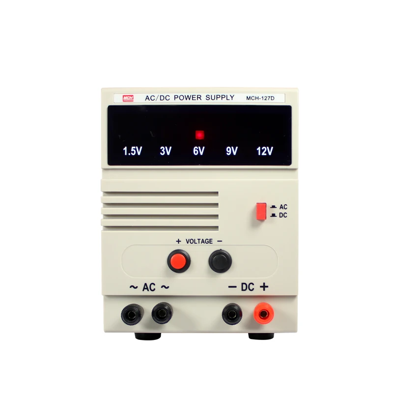 AC and DC power supply MCH-127D multi-position adjustable fixed voltage 7A output student experimental power supply
AC and DC power supply MCH-127D multi-position adjustable fixed voltage 7A output student experimental power supply
