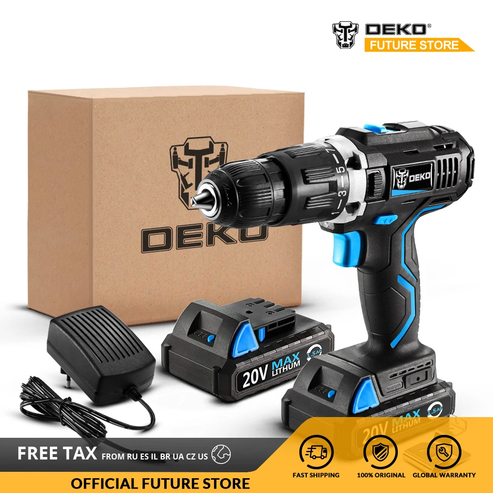 DEKO GCD20DU3 20V MAX Cordless Drill Electric Screwdriver Lithium-Ion Mini Power Driver 15+2 Settings Variable Speed 2 Battery
DEKO GCD20DU3 20V MAX Cordless Drill Electric Screwdriver Lithium-Ion Mini Power Driver 15+2 Settings Variable Speed 2 Battery