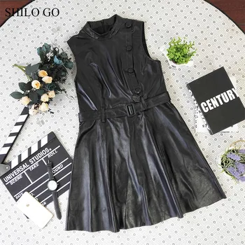 SHILO GO Leather Dress Womens Spring Fashion sheepskin genuine leather Dress stand collar single breasted sleeveless A Line dres
SHILO GO Leather Dress Womens Spring Fashion sheepskin genuine leather Dress stand collar single breasted sleeveless A Line dres