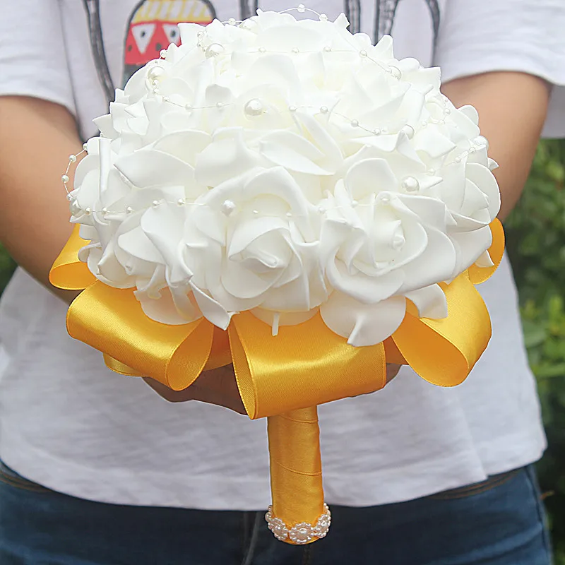 Недорогой Свадебный пенопластовый цветочный букет из роз невесты подружки