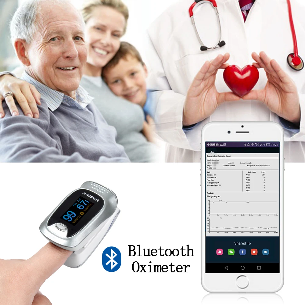 New Finger Pulse Oximeter Bluetooth Oximetro de dedo Blood Oxygen Saturation Oximetro a finger for Health Care 
New Finger Pulse Oximeter Bluetooth Oximetro de dedo Blood Oxygen Saturation Oximetro a finger for Health Care