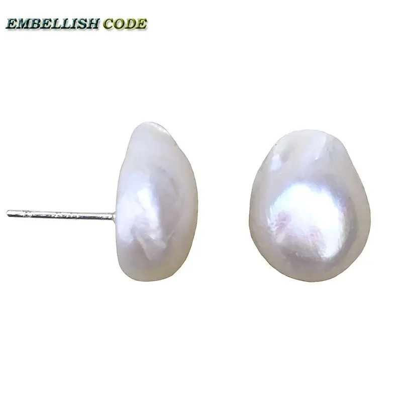 

Hot stely baroque natural freshwater Cultured pearls stud earrings Popular and Fashion for women