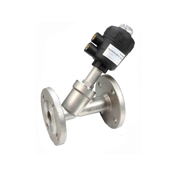 1 inch 2/2 Way single acting pneumatic angle seat valve normally closed 63mm actuator with flange ends