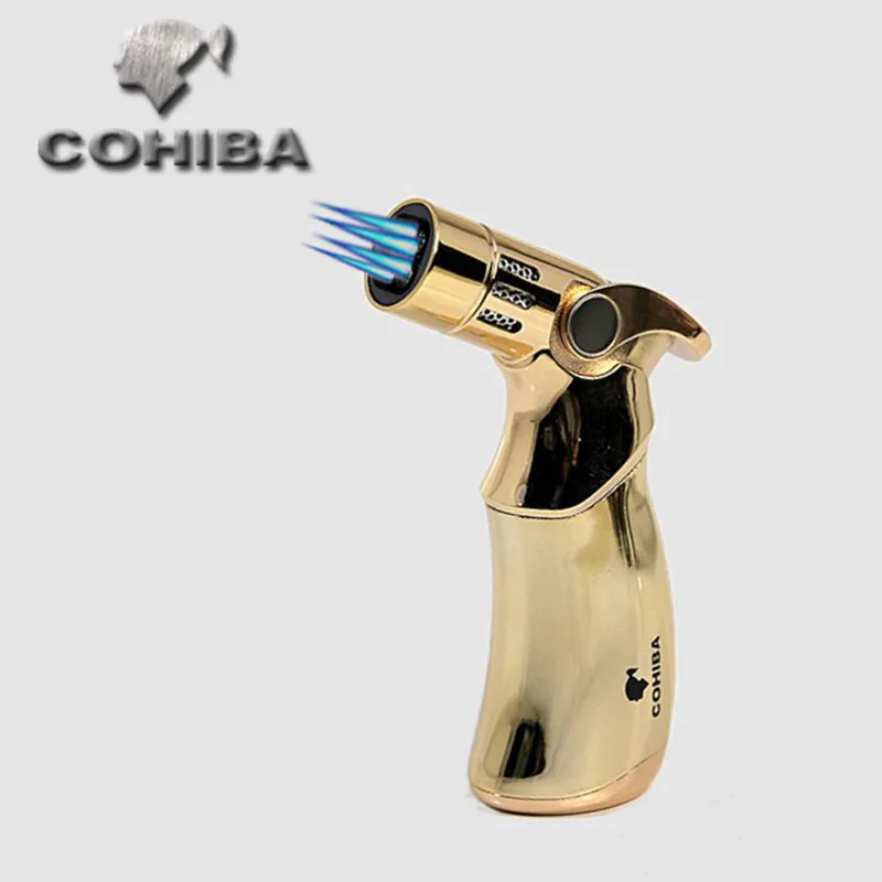 Cohiba cigar lighter Cigarette Lighters Windproof metal welding 4 JET FLAM torch lighter Smoking Pipe COB-659 
Cohiba cigar lighter Cigarette Lighters Windproof metal welding 4 JET FLAM torch lighter Smoking Pipe COB-659
