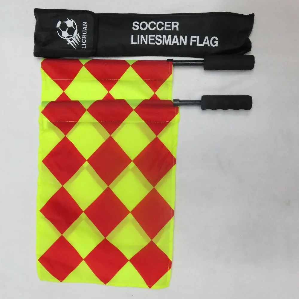 Image Soccer Referee Flag with Carry Bag Football Judge Sideline Fair Play use Sports Match Football Linesman Flags Referee Equipment