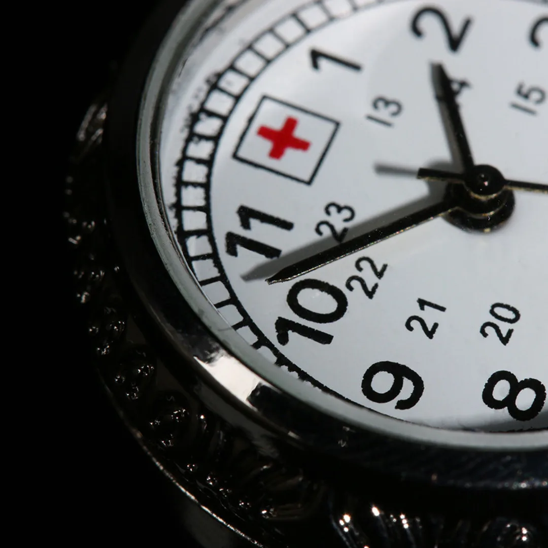 Silver Metal Chain Clip On Nurse Nursing Pendant Pocket Brooch Fob Watch