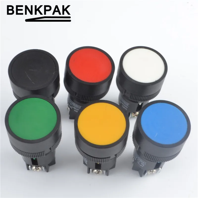 6pcs 22mm momentary Push button switch red green blue yellow black white normal open + normal close
6pcs 22mm momentary Push button switch red green blue yellow black white normal open + normal close