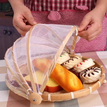 Handmade Bamboo Woven Bug Proof Kitchen Storage Basket Picnic Fruit Tray Food Bread Dishes Cover With Gauze Panier Osier
Handmade Bamboo Woven Bug Proof Kitchen Storage Basket Picnic Fruit Tray Food Bread Dishes Cover With Gauze Panier Osier