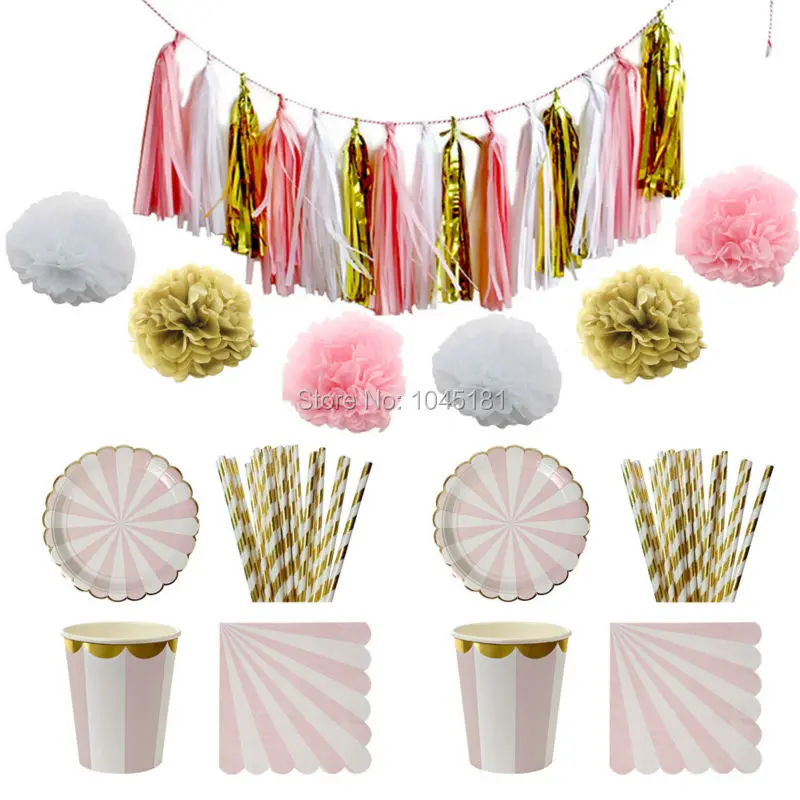 Pink Gold Baby Shower Party Decor Tableware Striped Paper Plates Cups Cocktail Straws Napkins,Tissue Tassel Garland Paper Pompom
Pink Gold Baby Shower Party Decor Tableware Striped Paper Plates Cups Cocktail Straws Napkins,Tissue Tassel Garland Paper Pompom