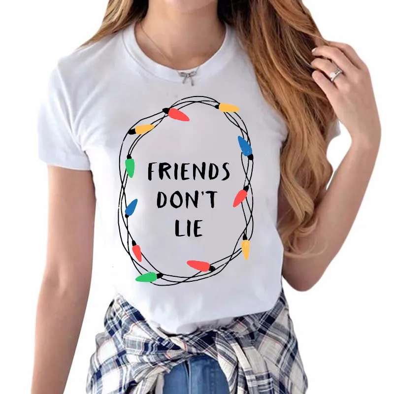 Short Sleeve O-Neck Friends Dont Lie Pritting Women Stranger Things T-Shirts Tops Tshirt Harajuku Korean 2019 Hot Sale Pop Style
Short Sleeve O-Neck Friends Dont Lie Pritting Women Stranger Things T-Shirts Tops Tshirt Harajuku Korean 2019 Hot Sale Pop Style