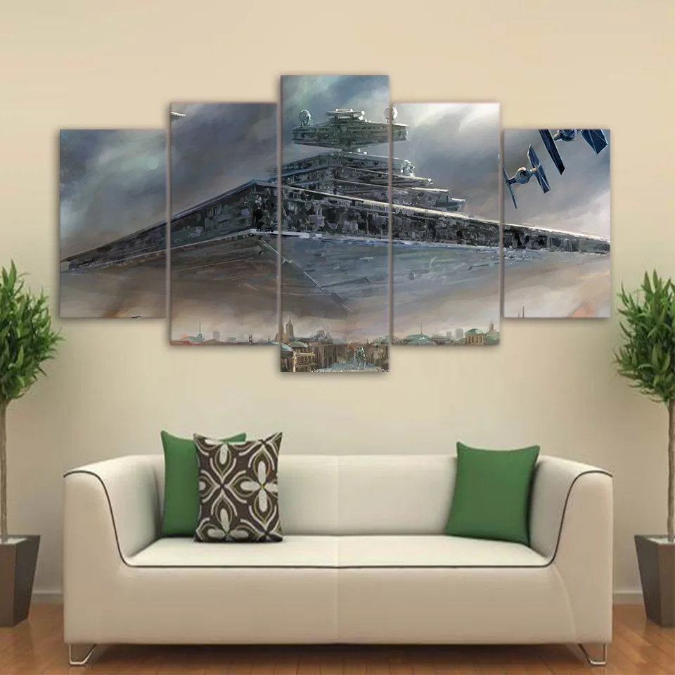 HD 5 piece canvas art printed Star Wars Painting livingroom wall art canvas poster picture Free shipping CU-3077C