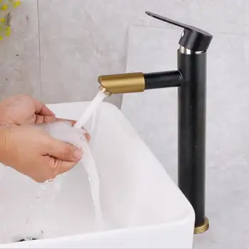 High body sink deck mounted bathroom basin mixer black painting rotate spray mouth 304 stainless steel
High body sink deck mounted bathroom basin mixer black painting rotate spray mouth 304 stainless steel
