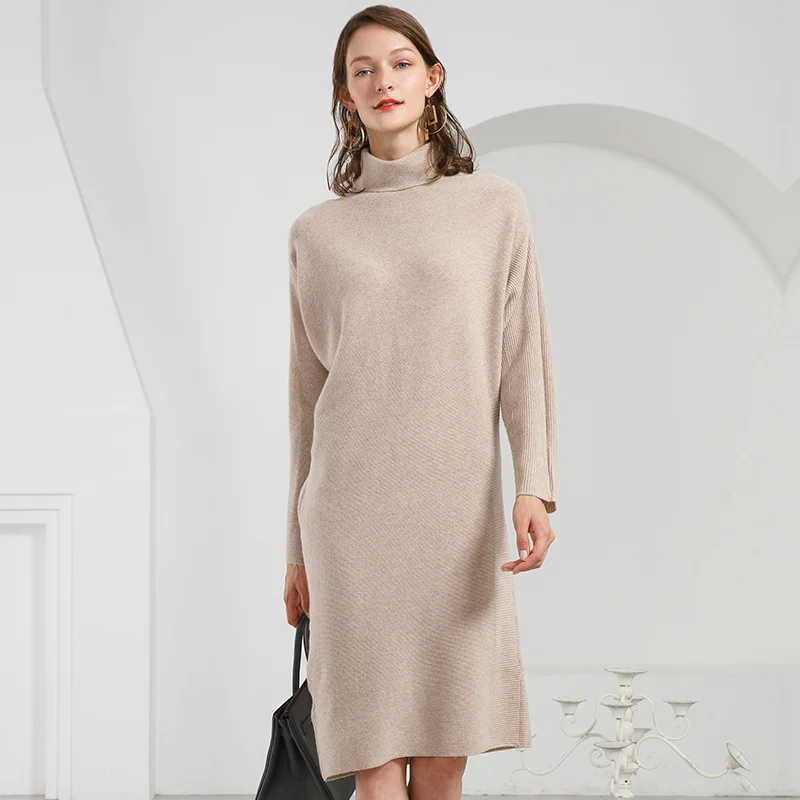 Woman Winter Dress 2018 Quality 100% Pure Cashmere Dresses Pullover Long Sleeves Turtleneck Sweater Dress Female Knitted Dress
Woman Winter Dress 2018 Quality 100% Pure Cashmere Dresses Pullover Long Sleeves Turtleneck Sweater Dress Female Knitted Dress