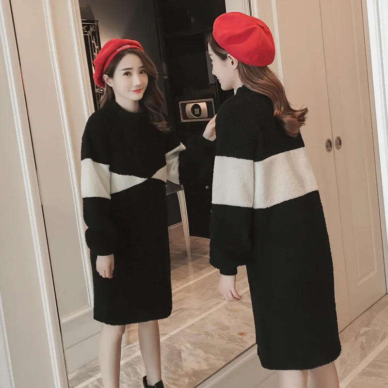 Autumn Winter Knitted Sweater Loose Sweater Dress Pullover Sweaters Pullovers Lamb Plus Velvet Thicken Breastfeed Pregnant
Autumn Winter Knitted Sweater Loose Sweater Dress Pullover Sweaters Pullovers Lamb Plus Velvet Thicken Breastfeed Pregnant