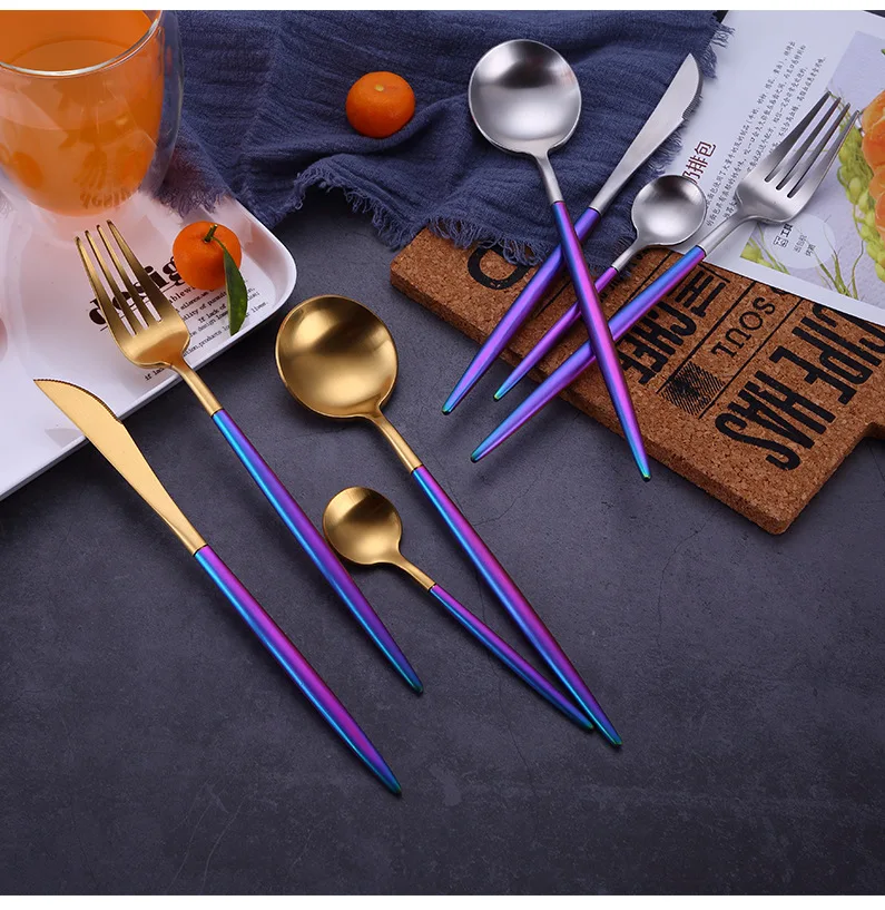 Portugal Style Flatware Stainless Steel Knife Fork Spoon Cutlery Colorful Handle Portuguese Tail Tableware
Portugal Style Flatware Stainless Steel Knife Fork Spoon Cutlery Colorful Handle Portuguese Tail Tableware