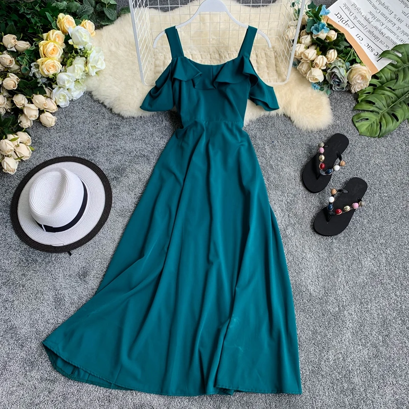 Maldives Beach French Lotus Leaf Edge Show Shoulder and Lower Waist Show Slender Pure-colour Dress
Maldives Beach French Lotus Leaf Edge Show Shoulder and Lower Waist Show Slender Pure-colour Dress