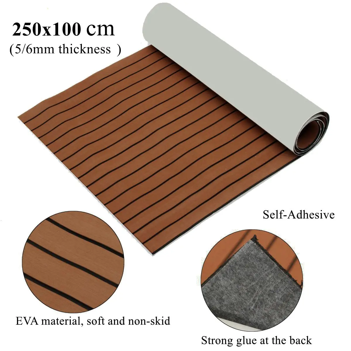 250x100cm EVA Foam Faux Teak Decking Sheet Dark Brown Marine Boat 5/6MM Thick DIY Car Protective Floor Carpet
250x100cm EVA Foam Faux Teak Decking Sheet Dark Brown Marine Boat 5/6MM Thick DIY Car Protective Floor Carpet