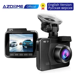 AZDOME M06 4 К к/2160 * P Wi Fi автомобиля DVRs регистраторы двойной объектив задняя камера для автомобиля Встроенный gps WDR ночное видение Dashcam