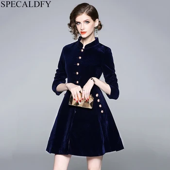 High Quality Winter Velvet Dress Autumn Dresses For Women Long Sleeve Stand Neck Front Button Vintage Party Dresses Robe Femme
High Quality Winter Velvet Dress Autumn Dresses For Women Long Sleeve Stand Neck Front Button Vintage Party Dresses Robe Femme