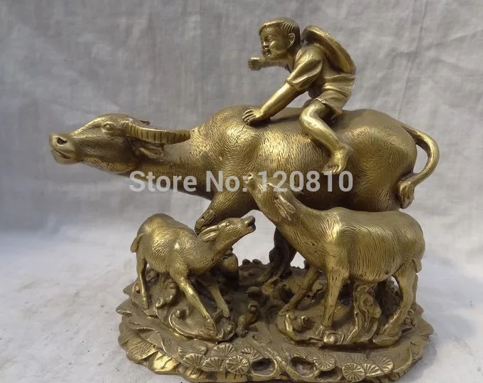 8" Chinese Pure Brass Folk Carved Kid Child Boy Ride Bull Ox Cattle Calf Statue
8" Chinese Pure Brass Folk Carved Kid Child Boy Ride Bull Ox Cattle Calf Statue