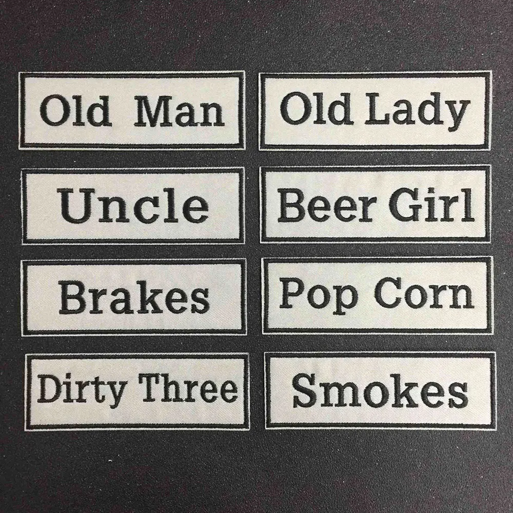 Old Man,Old Lady,Beer Girl,,Smokes Patch Iron On Patch Embroidered Applique Sewing Label punk biker Patches Clothes Stickers
Old Man,Old Lady,Beer Girl,,Smokes Patch Iron On Patch Embroidered Applique Sewing Label punk biker Patches Clothes Stickers
