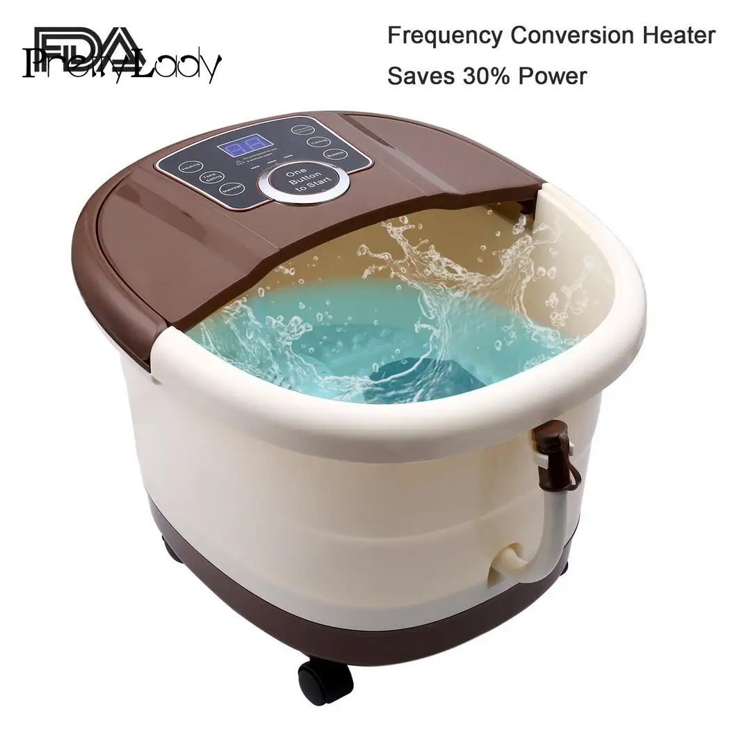 

ACEVIVI Spa Foot Bath Massager Automatic Massage Rollers Heat Temperature w/ Wheels