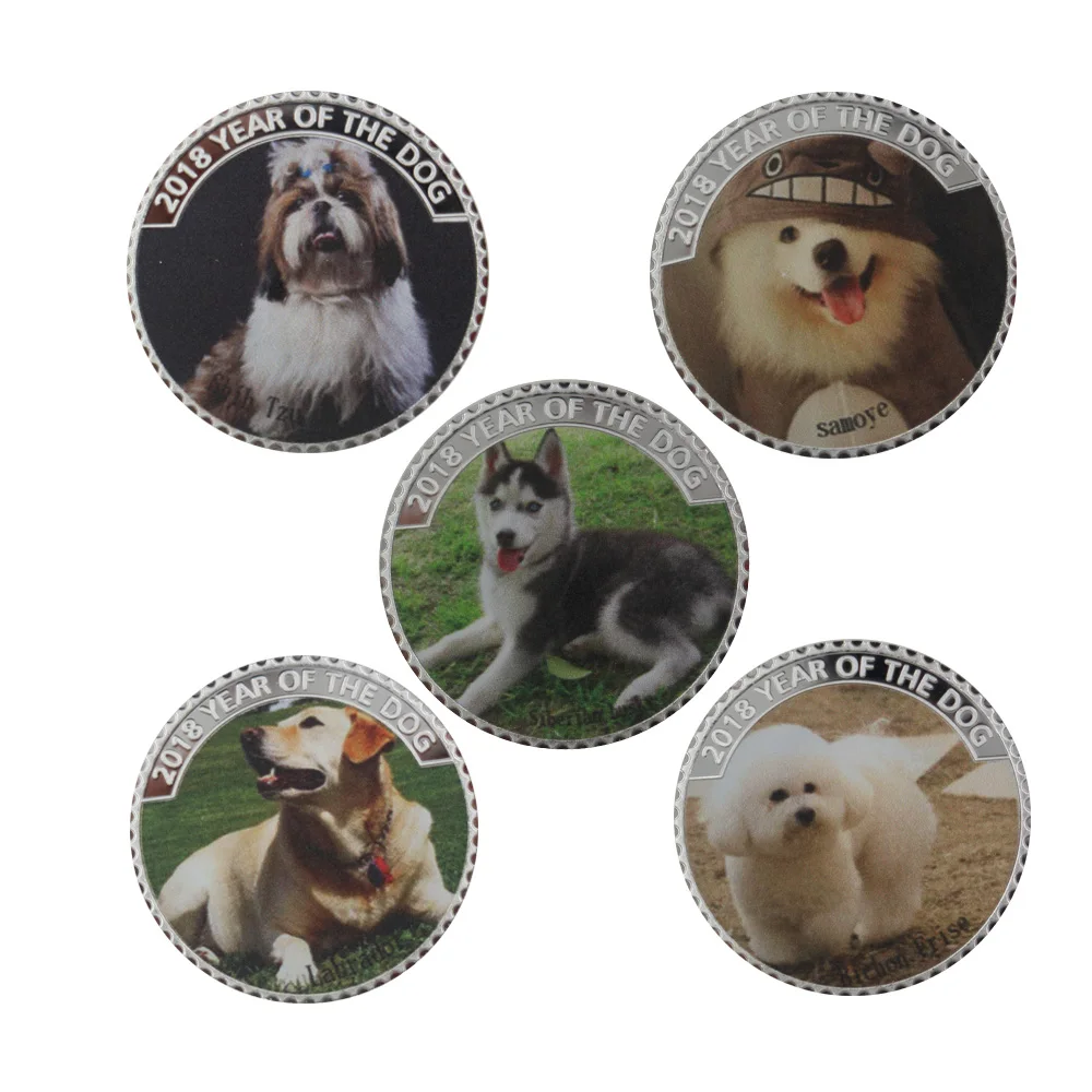 5pcs 2018 Year of The Dog Silver Coin Different Style Metal Coins Art Ornament Holiday Souvenirs Challenge Coin
5pcs 2018 Year of The Dog Silver Coin Different Style Metal Coins Art Ornament Holiday Souvenirs Challenge Coin
