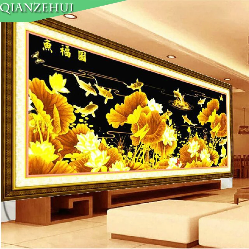 QIANZEHUI,Needlework,DIY 5D nine fishes Cross stitch and diamond painting ,Golden Lotus Sets For Embroidery kit Cross-Stitch
QIANZEHUI,Needlework,DIY 5D nine fishes Cross stitch and diamond painting ,Golden Lotus Sets For Embroidery kit Cross-Stitch