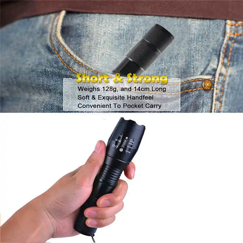 G700 X800 Tactical Zoomable XML T6 LED Military Flashlight Torch 18650 Light Lamp powerful led flashlight rechargeable #4S7 (5)
