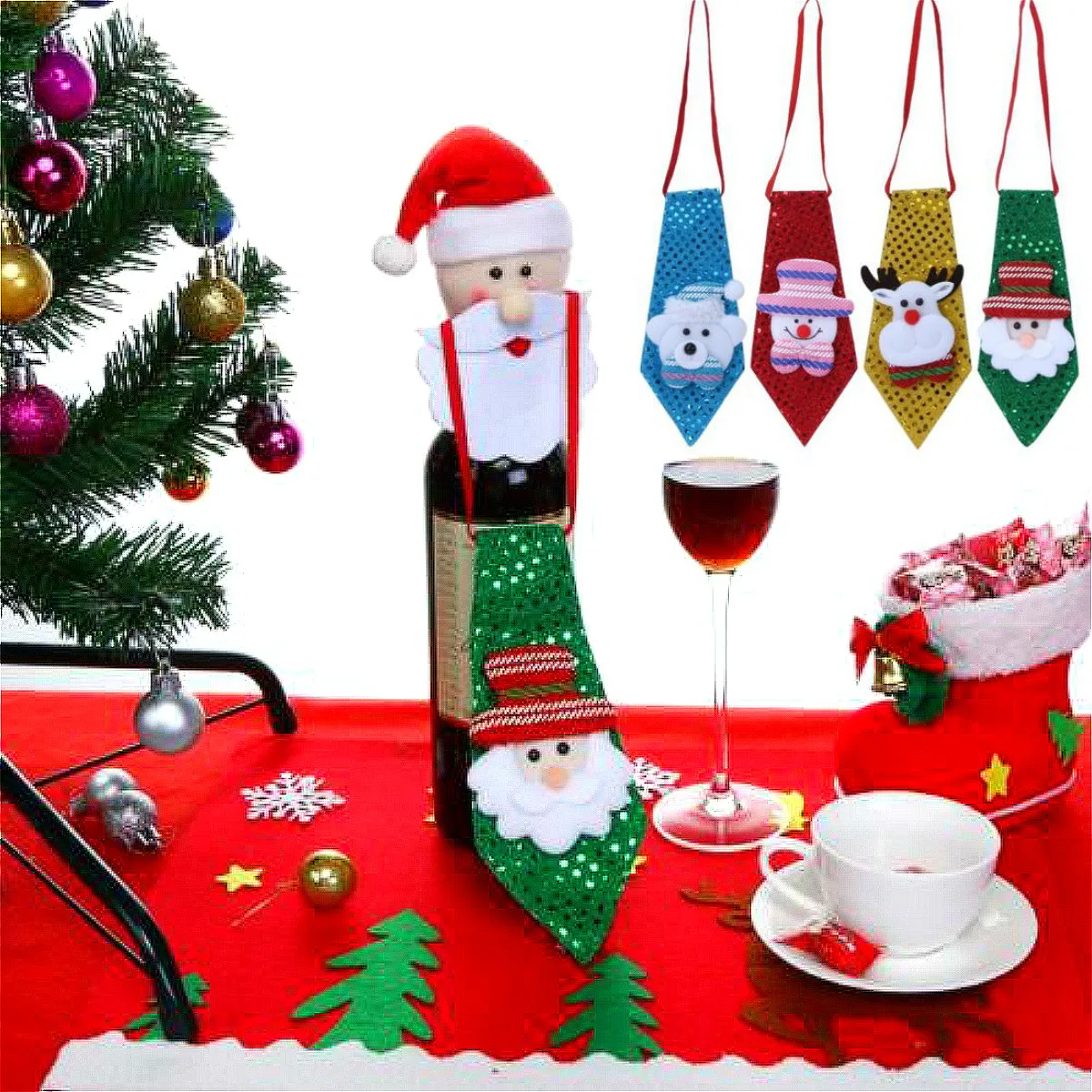 Snowman Elk Santa Tie Hanging Ornaments for Christmas Tree Decorations Wine Bottle Cover Dinner Party Home Decor Gifts
Snowman Elk Santa Tie Hanging Ornaments for Christmas Tree Decorations Wine Bottle Cover Dinner Party Home Decor Gifts