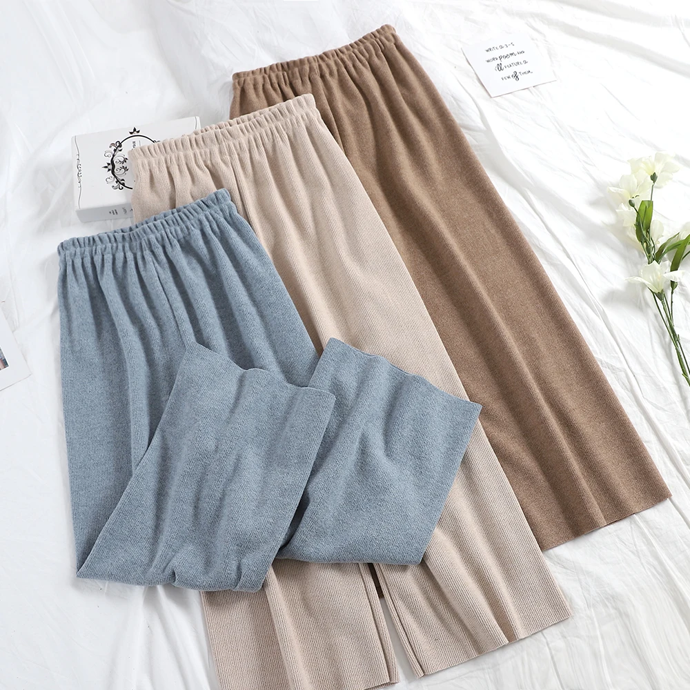 New Korean Section Women Trousers Spring Autumn Fashion knitted Wide Leg Pants Female Elastic High Waist Loose Nine Pant RH1690
New Korean Section Women Trousers Spring Autumn Fashion knitted Wide Leg Pants Female Elastic High Waist Loose Nine Pant RH1690