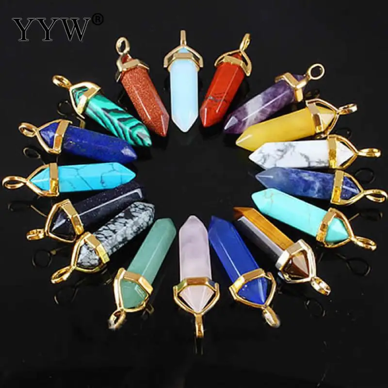 Created Fashion Colorful Quartz Vintage Bullet Necklaces Pendant Necklace Chain Crystal Natural Stone Women Jewelry Accessories | Украшения