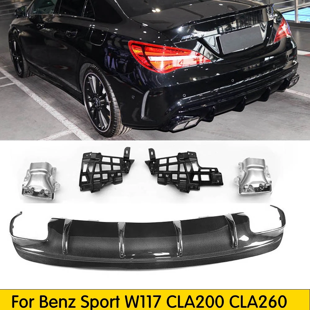 For W117 Carbon Fiber Rear Bumper Diffuser with Exhaust Tips for Benz W117 CLA200 CLA260 CLA45 Facelift cla45 Amg 16 - 19
For W117 Carbon Fiber Rear Bumper Diffuser with Exhaust Tips for Benz W117 CLA200 CLA260 CLA45 Facelift cla45 Amg 16 - 19