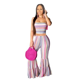 Spring Summer Women Two Piece Set Top and Pants Plus Size Tracksuit Sweatsuit Outfit Stripe Print Top and Flare Pants Sets 
Spring Summer Women Two Piece Set Top and Pants Plus Size Tracksuit Sweatsuit Outfit Stripe Print Top and Flare Pants Sets