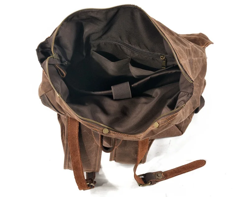 Sac à Dos De Voyage En Toile étanche Et Cuir Véritable, Pour