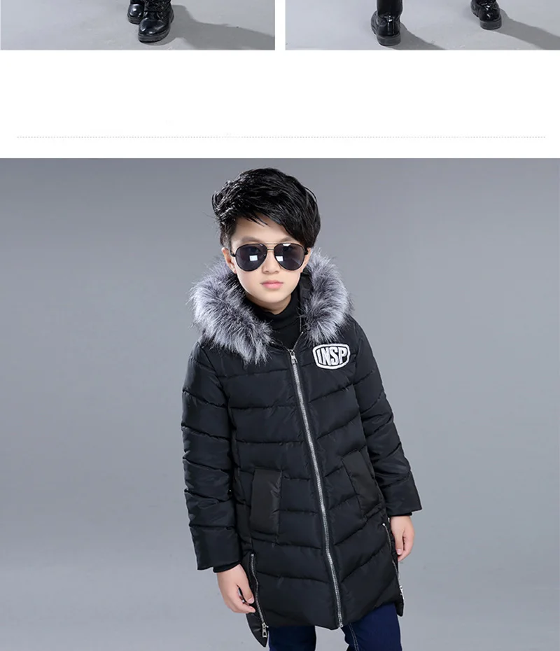2017 fashion new winter jacket for boy kids thicken hooded fur collar down jacket children warm outerwear (5)